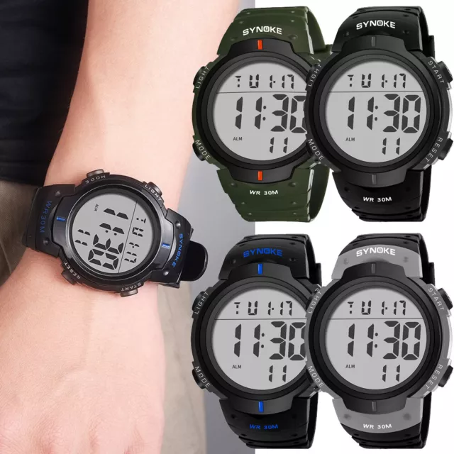 Men's Digital Sports LED Watch Large Face Waterproof Military Wrist Watches US