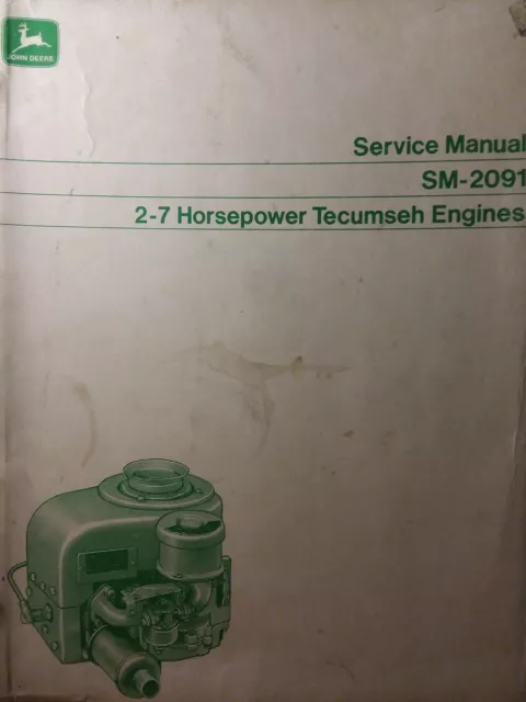 John Deere Lawn Tractor Mower 2 to 7 hp Tecumseh Engine Repair Service Manual