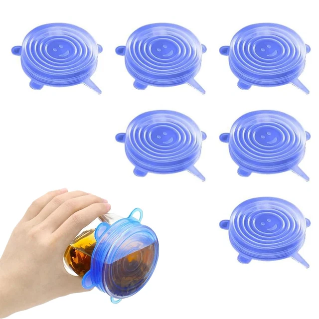 Lot De 6 Couvercles En Silicone Pour Verres - Motif Gouttes D'Eau Anti-Poussière