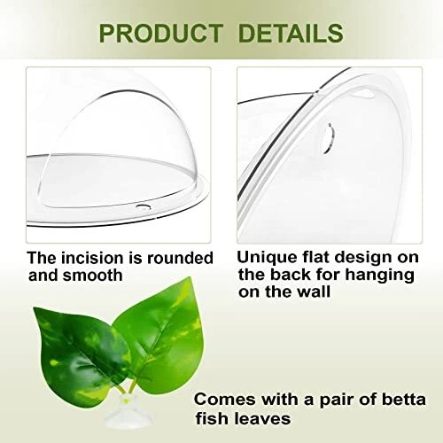Noodoky Betta Fish Tank Bowl 11.8in, Wall Mounted Beta Fish Small Aquarium, Hang 5