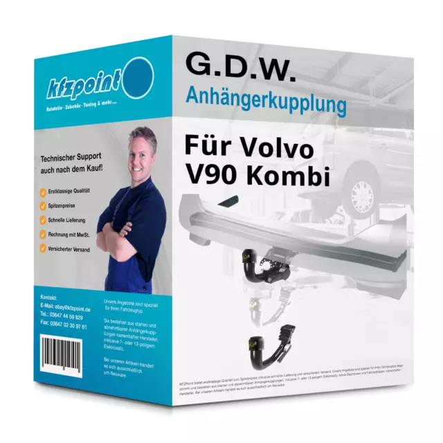 Für Volvo V90 Kombi 07.2016-12.2021 G.D.W. Anhängerkupplung abnehmbar neu