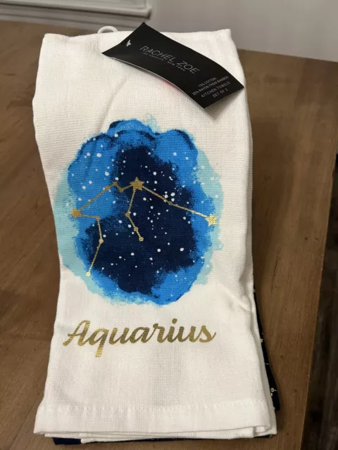Rachel Zoe Zodiac Aquarius Towel Set with 2 Hand Towels Constellation
