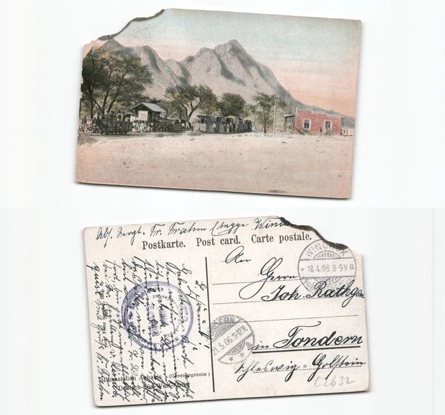 (c2632)   Ansichtskarte Bahnstation Abbabis Genesungsheim 1906 von Windhuk