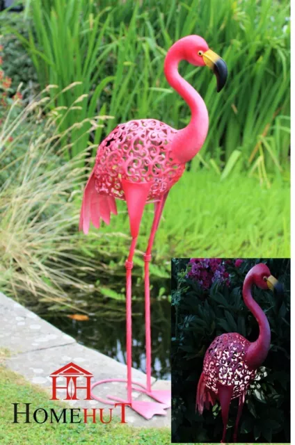 80 cm Metal Pink Silhouette Solar Garden Pond Flamingo Party Ornament Decoration