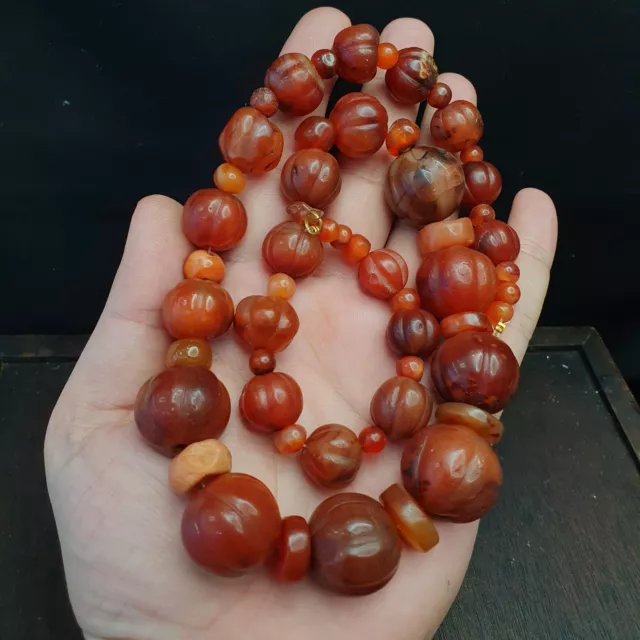 Old Ancient Indo Tibetan Carnelian Agate Beads Amulet  Beads Jewelry necklace