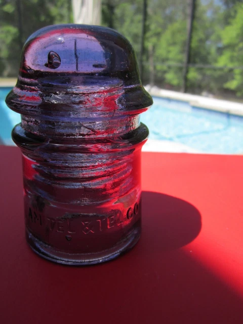 CD 121 Purple  AM TEL & TEL CO Antique Glass Telegraph Insulator TOLL 