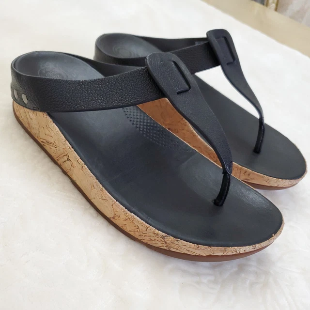 FitFlop IBIZA Cork Leather Toe-Post Women's Sandals US Size 7