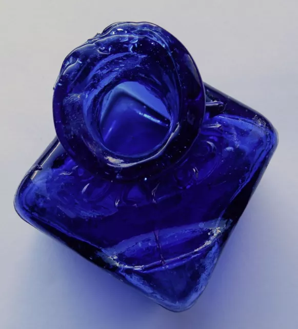 Crudely made JASCOT Polygon cobalt blue ink bottle  c1920's (J)