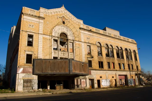 Architectural salvage terra-cotta East town Theatre Detroit.