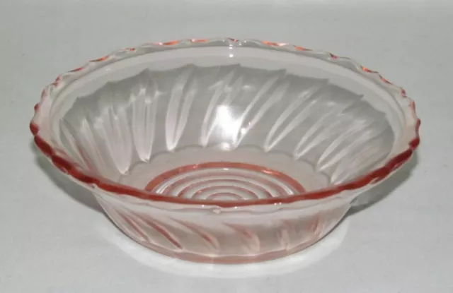 Jeannette Glass Co SWIRL "Petal Swirl" Pink Rimmed Cereal Bowl