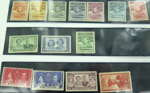 .EXCELLENT LOT 1930s & 1940s MINT NH / VLH BASUTOLAND KGVI STAMPS 1/- to 1d.