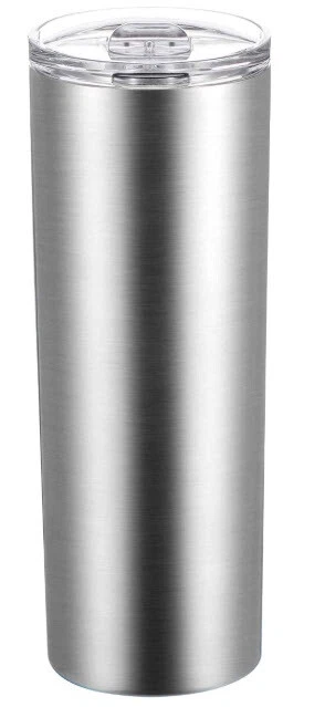 20oz Skinny Stainless Steel Tumbler Slider Lid  DoubleWall Vacuum Insulated