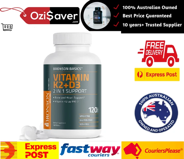 BRONSON VITAMIN K2 MK7 125mcg + D3 5000IU 120 Tablets SYD STOCK HIGH