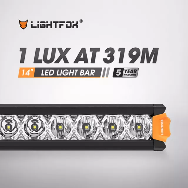 LIGHTFOX 14inch Slim LED Light Bar Single Row Osram Work Driving Lamp Offroad