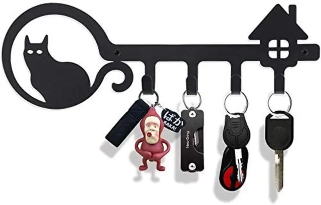Wall Mounted Iron Key Holder with 4 Key Hooks Organizer for car or house keys 4
