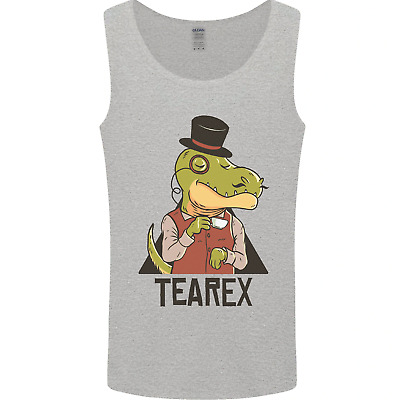 Tearex Divertente T-Rex Dinosauro bevitore di tè Da Uomo Canotta Tank Top 3