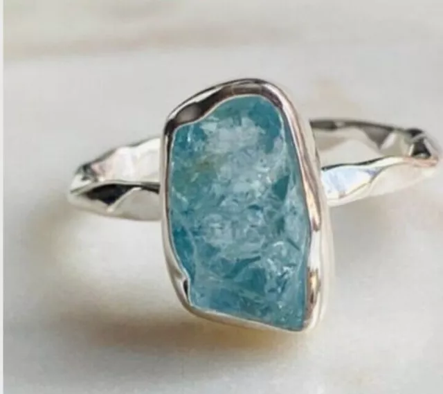 Aquamarin-Ring, 925 Sterling Silber Ring für Frauen, schöner Ring,