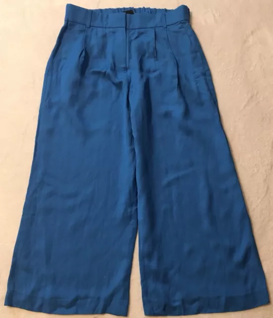 NWT JCREW $178 Collection cropped linen pant Size6 C6297 In Sea Blue