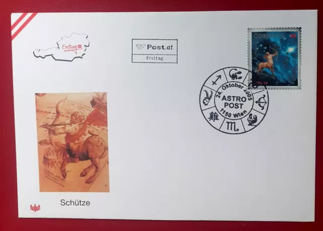 Briefmarke Österreich Sternzeichen Astrologie Tierkreiszeichen Schütze 2005