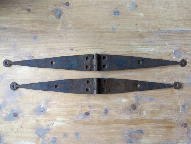 Antique Wrought Iron Hinges for Blanket Box~Large~Pine/Oak Box~Trunk~Cupboard~