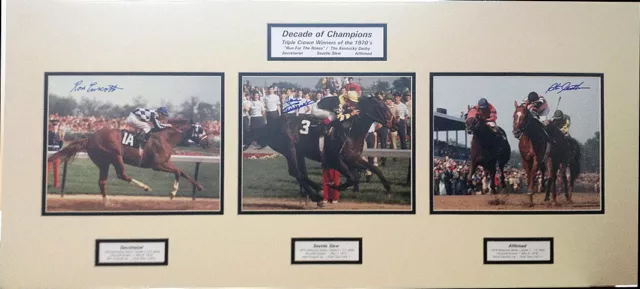 Decade of Champions Secretariat, Seattle Slew, Affirmed Matted Signed