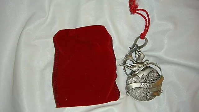 Avon 2000 Pewter Christmas Ornament 'Peaceful Millennium"