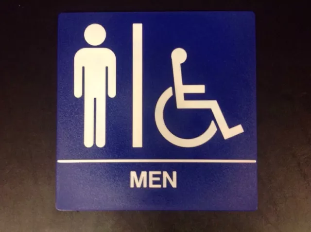 Men's Restroom Signs-ADA -Braille,Access-Blue