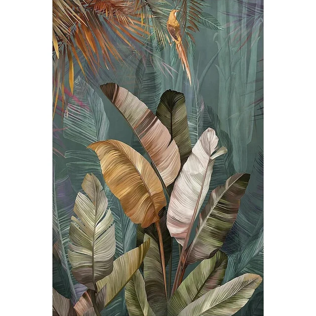 Forest Plantain Leaves Oil Paint By Number Kit DIY Home Decoration Gift Wall Art
