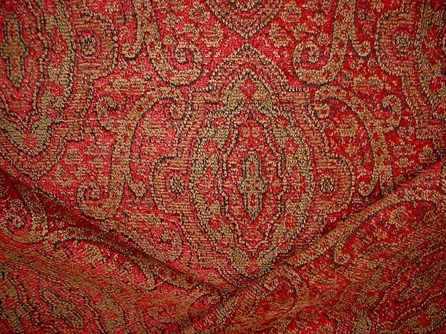 4-1/4Y Kravet Lee Jofa  Brick Red Persian Floral Chenille Upholstery Fabric