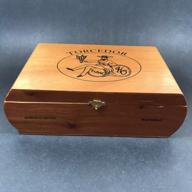 Vtg El Torcedor Wood Cigar Box EMPTY Made for 25 Cigars Mexico 9.5" x 5.75" x 3"