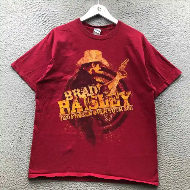 Brad Paisley H2O Frozen Over Tour 2011 T-Shirt Men's Large L Short Sleeve Red
