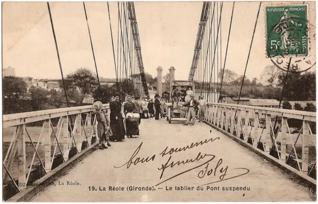 LA RÉOLE (33) - Tablier du Pont suspendu (automobile)