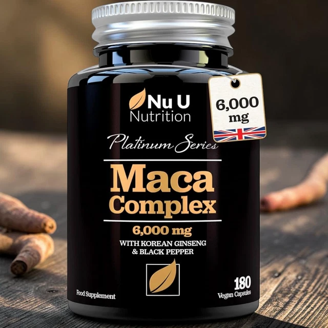 BLACK MACA COMPLEX 6000mg Food Supplement 180 Capsules Health Home Nu U ...