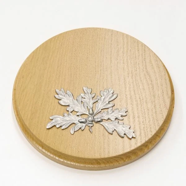 Placa de Jabalí Redondo Claro Af 15 CM Con Hoja Roble 6-blättrig Tablero Keiler