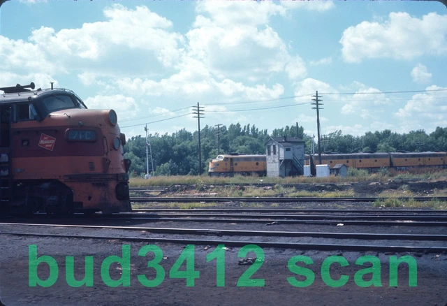 UP on MILW Milwaukee Road SCENE City of Denver at Savanna IL 1966 ORIG Slide!