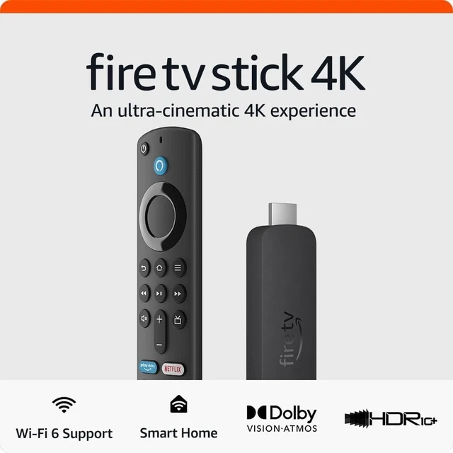 AMAZON FIRE STICK TV 4K Ultra HD Firestick Streaming Alexa Voice ...