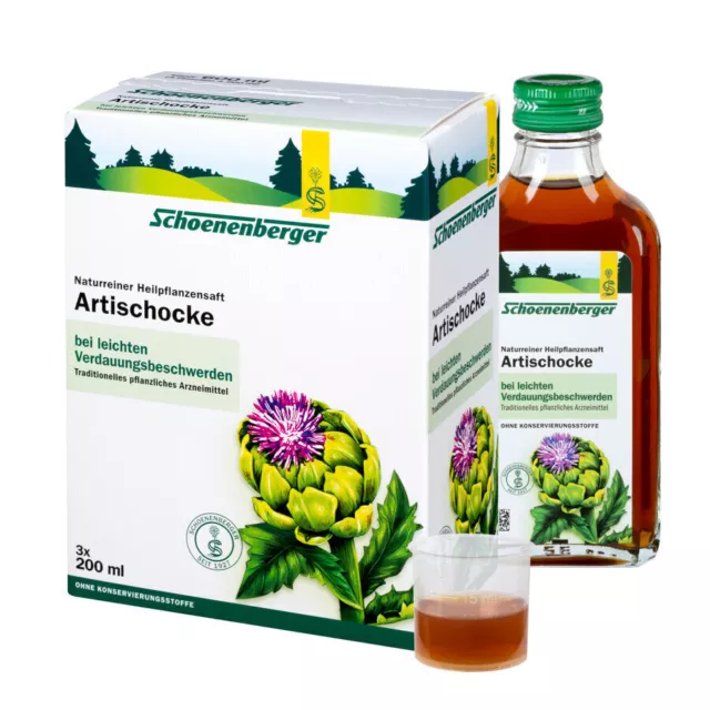 Schoenenberger Artischocke, Naturreiner Heilpflanzensaft, 3x200ml Fettverdauung