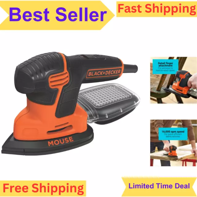 BLACK+DECKER Mouse 1.2 Amp Electric Detail Sander with Dust Collection(BDEMS600)