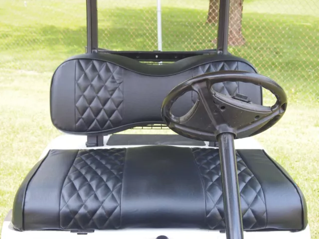 4PCS Black Golf Cart Seat Cover Fit Yamaha Drive G29, Drive 2, Diamond Stitching 2