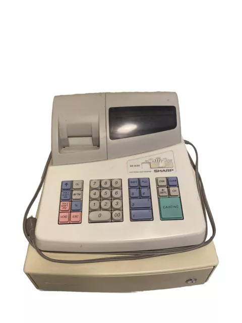 Sharp XE-A101 Electronic Cash Register Cash Drawer Tested Working / NO KEYS