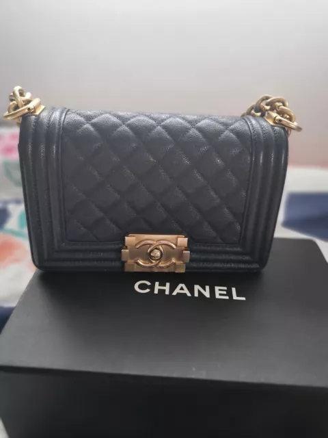 18A CHANEL SMALL Le Boy quilted flap shiny navy blue caviar in aged GHW  $5,499.00 - PicClick