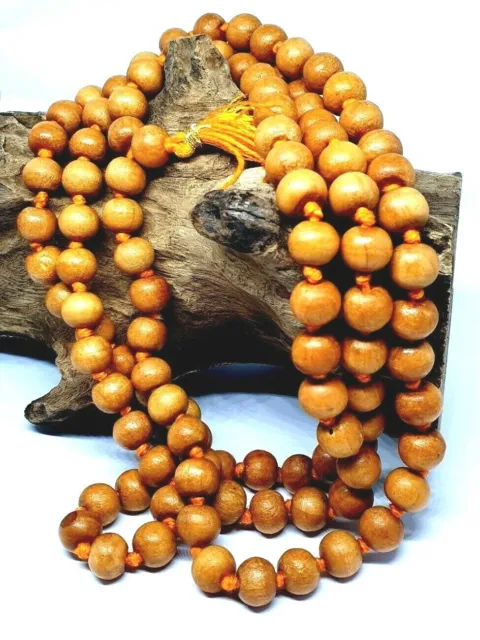 Mala-Halskette aus Sandelholz, 108 Perlen, Meditation, Gebet, geknotet,...