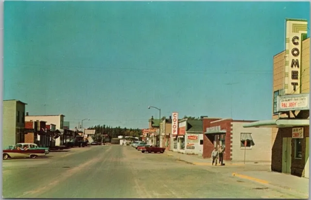 COOK, Minnesota Postcard "MAIN STREET" Downtown Scene / Stores & 1950s Cars