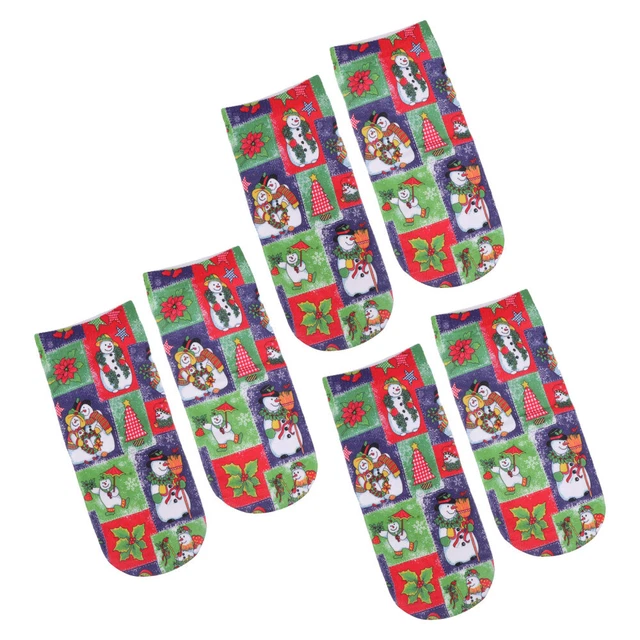 3 paia calze corte Babbo Natale bambini calze natalizie con stampa 3D scarpe calze