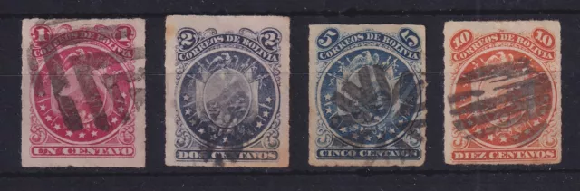 Bolivien 1887 Wappen im Kreis Mi.-Nr. 22-25 Satz kpl. gebraucht