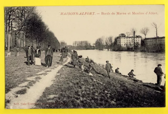 cpa MAISONS ALFORT (Val de Marne) BORDS de MARNE et MOULINS Belle Animation
