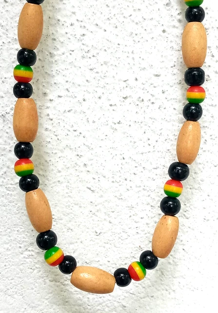 Rasta Roots wood Beads One Love Jamaica Reggae Africa Roots Necklace hand made Rasta Roots wood Beads One Love Jamaica Reggae Africa Roots Necklace hand made