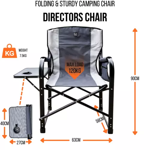 Directors Chair Plegable Campamento Sillas para Adultos Con Mesa Lateral - OLPRO