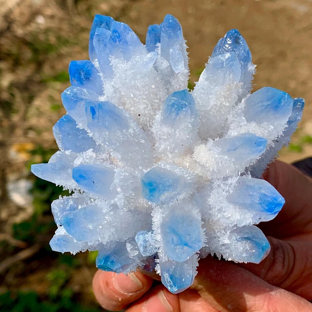 342g New Find sky blue Phantom Quartz Crystal Cluster Mineral Specimen Healing