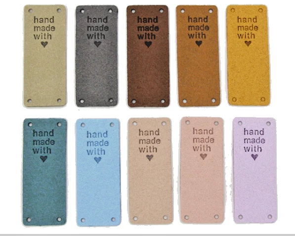 5 Faux Leather Handmade With Love Labels Tags 50 X 20 mm Sewing Craft Knit UK
